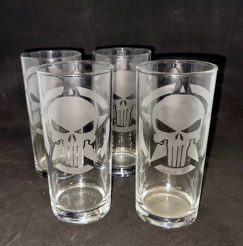 4 verres gravée