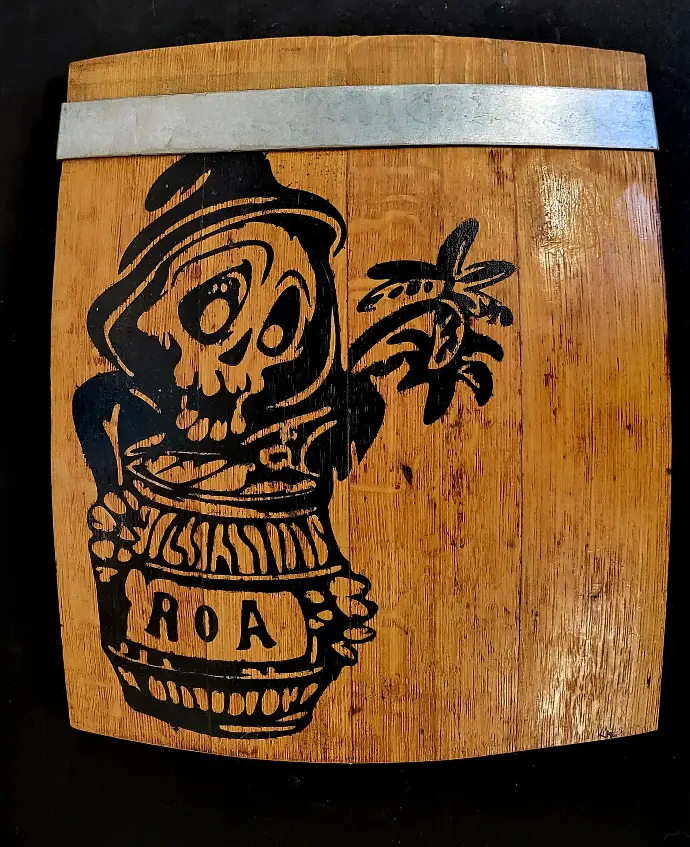 Tableau bois gravée et peint