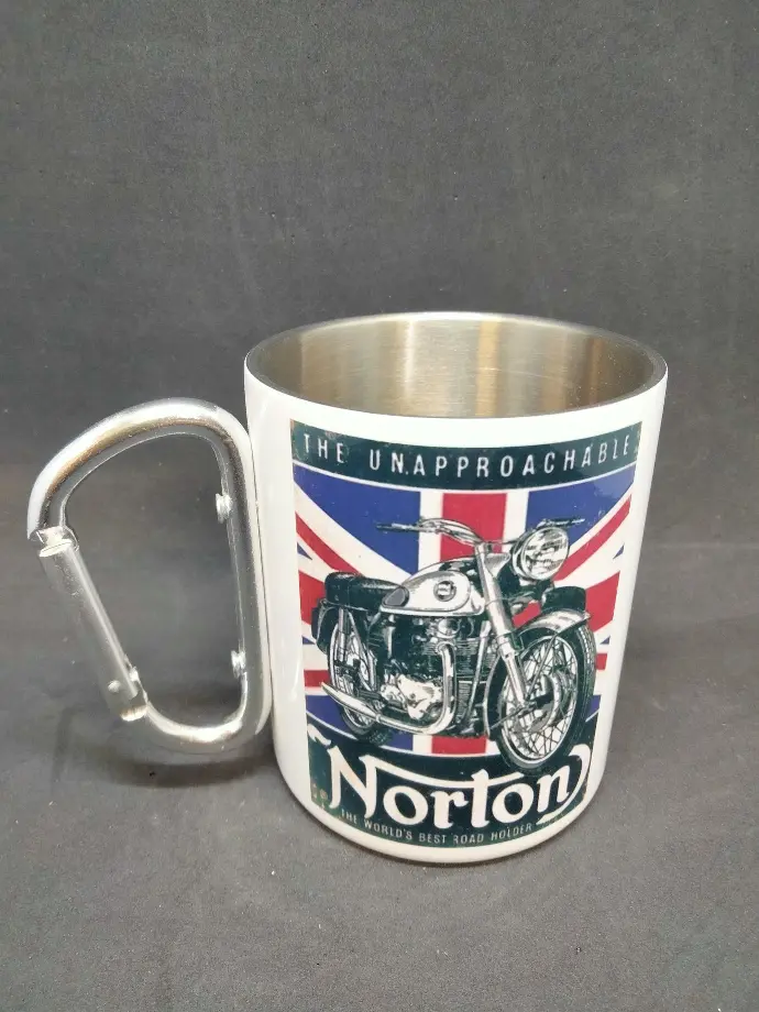 Mug metal blanc avec anse mousqueton argent 300 ml