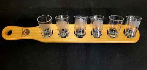Planche à shooter 6 verres gravée 