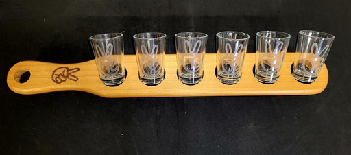 Planche à shooter 6 verres gravée