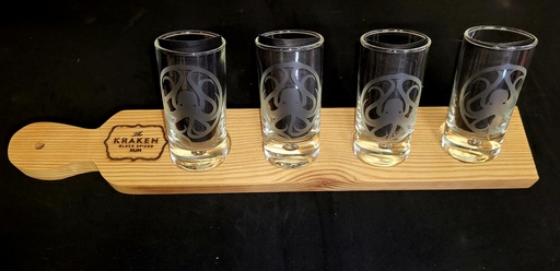 Planche à shooter 4 verres gravée