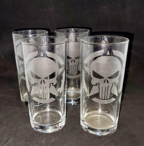 4 verres gravée