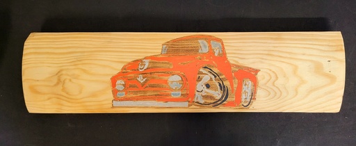 Tableau bois gravée et peint