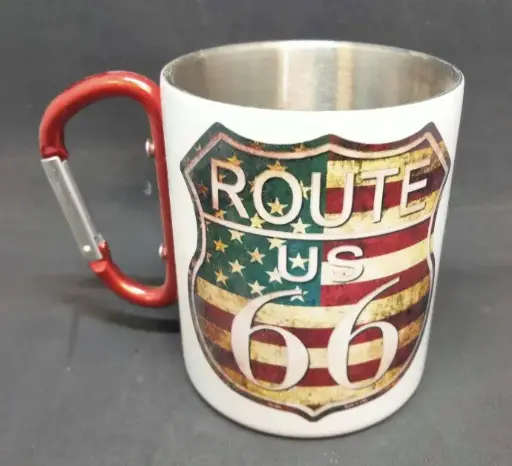 Mug metal blanc avec anse mousqueton 300 ml