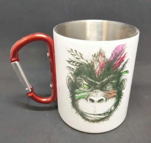 Mug metal blanc avec anse mousqueton 300 ml