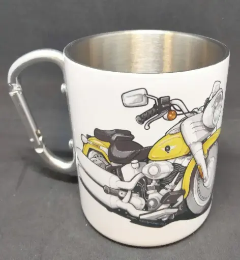 Mug metal blanc avec anse mousqueton argent