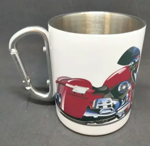 Mug metal blanc avec anse mousqueton argent 300 ml